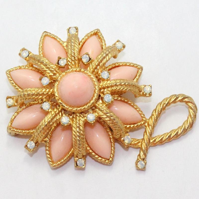 Front view of Orange Cabochons Plastic Brooch