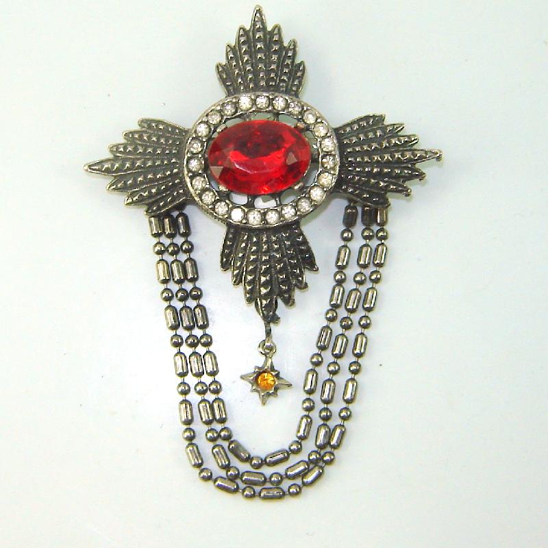 Front view of Red Oval Brooch