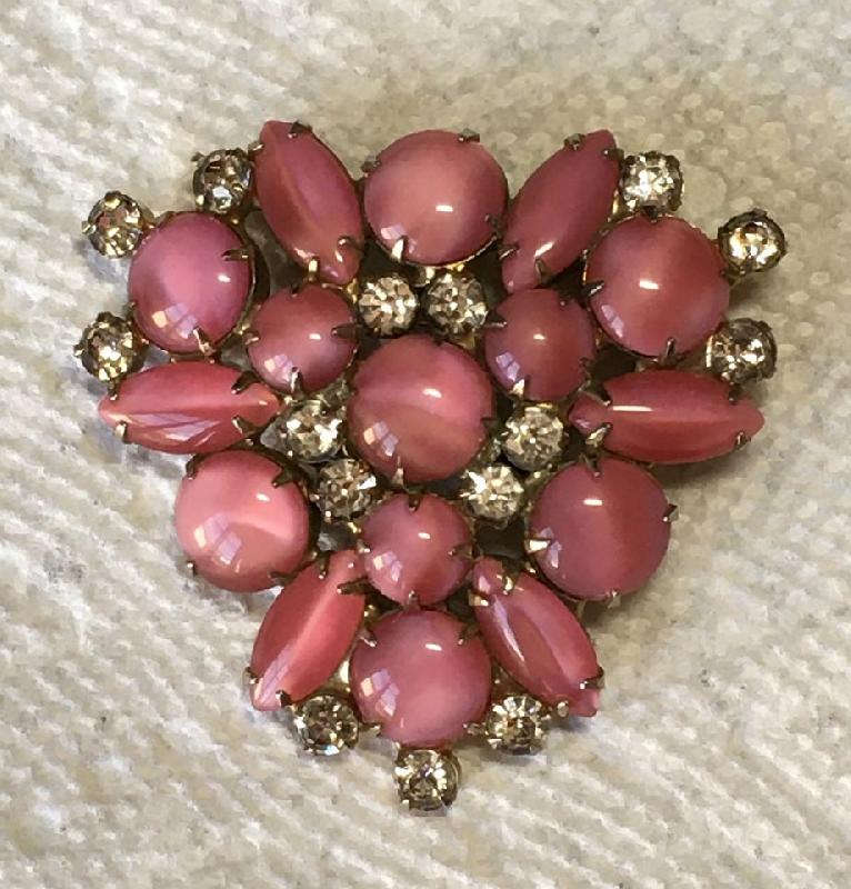 Front view of Pink Cabochons Brooch