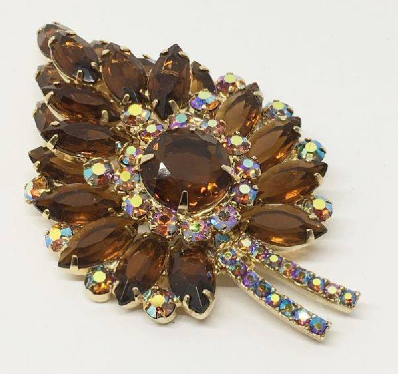Front view of Topaz Navettes Brooch