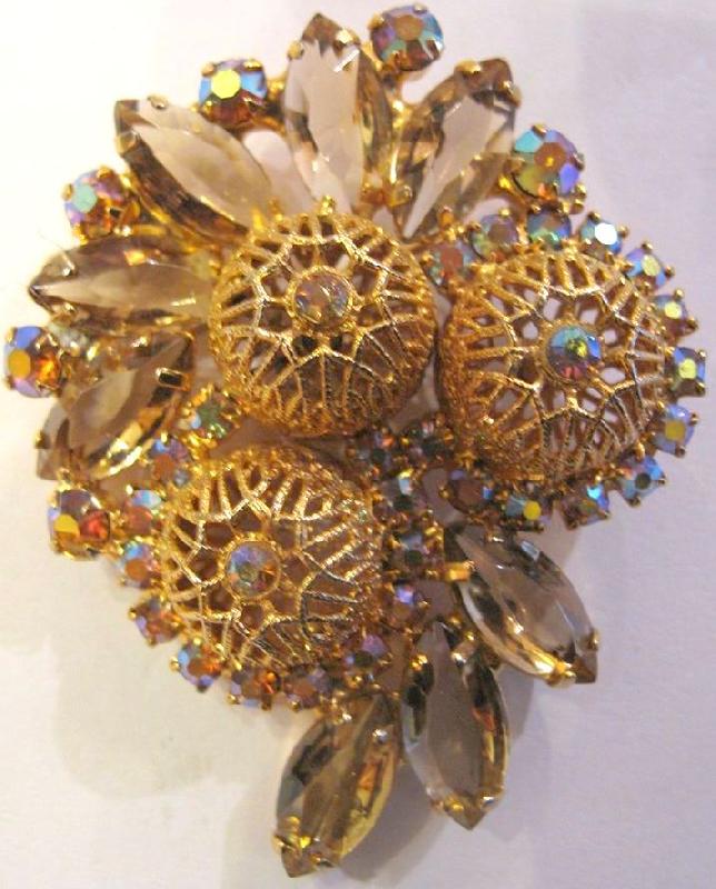 Front view of Topaz Navettes Brooch