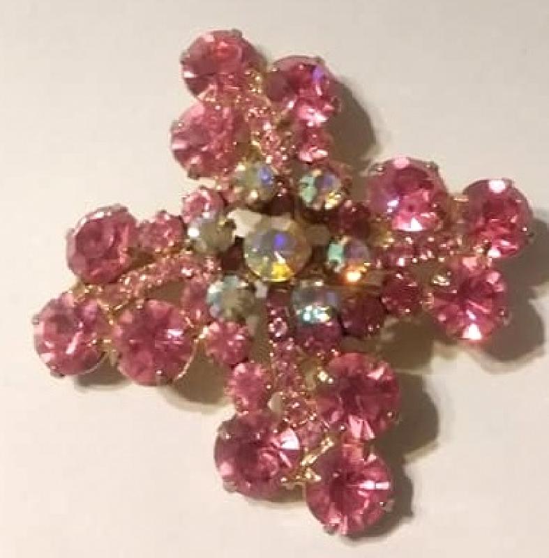 Front view of Pink Chatons Only Brooch
