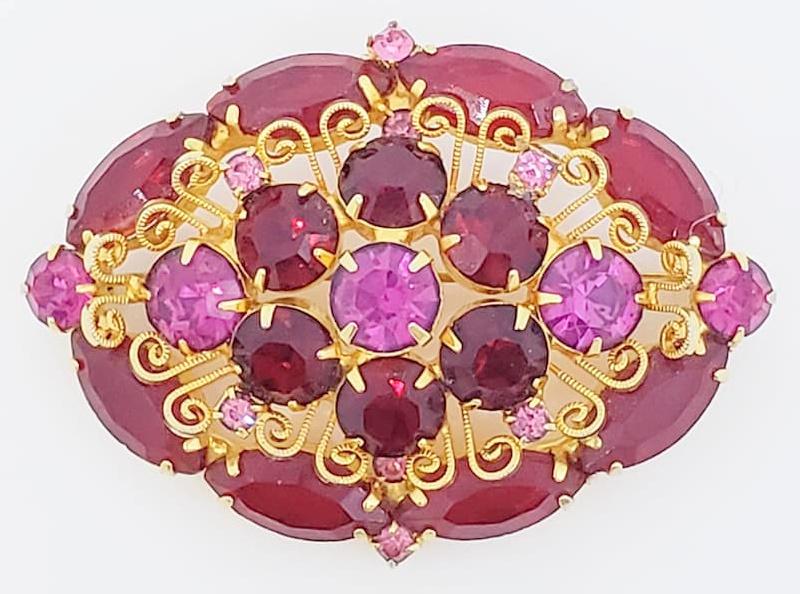 Front view of Multiple Colors Navettes Brooch