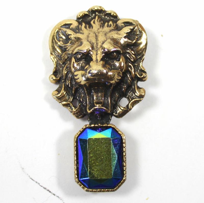Front view of Purple (cardinal) Emerald Cut Multi-Color/Shaded Brooch