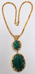 Green Oval Striped Pendant