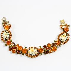 Topaz Cabochons Painted (hand/Transfer) Bracelet 5 Link