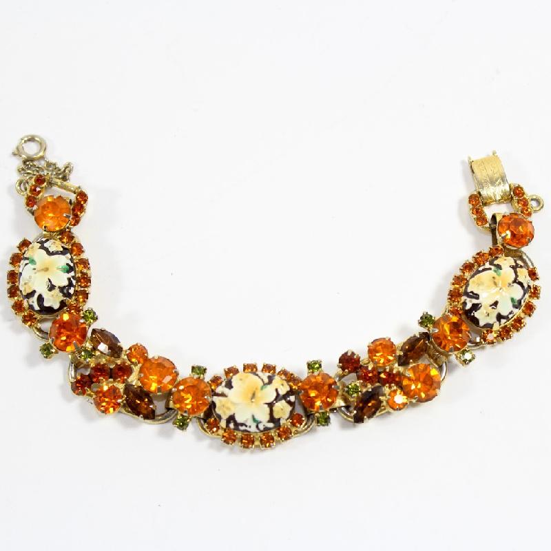 Front view of Topaz Cabochons Painted (hand/Transfer) Bracelet 5 Link