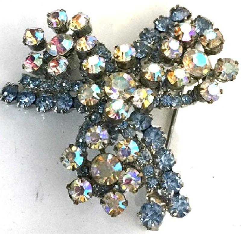 Front view of Blue Chatons Only Brooch