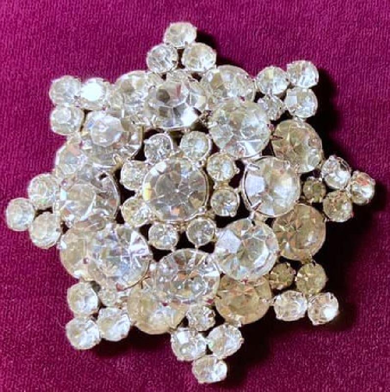 Front view of Clear Chatons Only Brooch