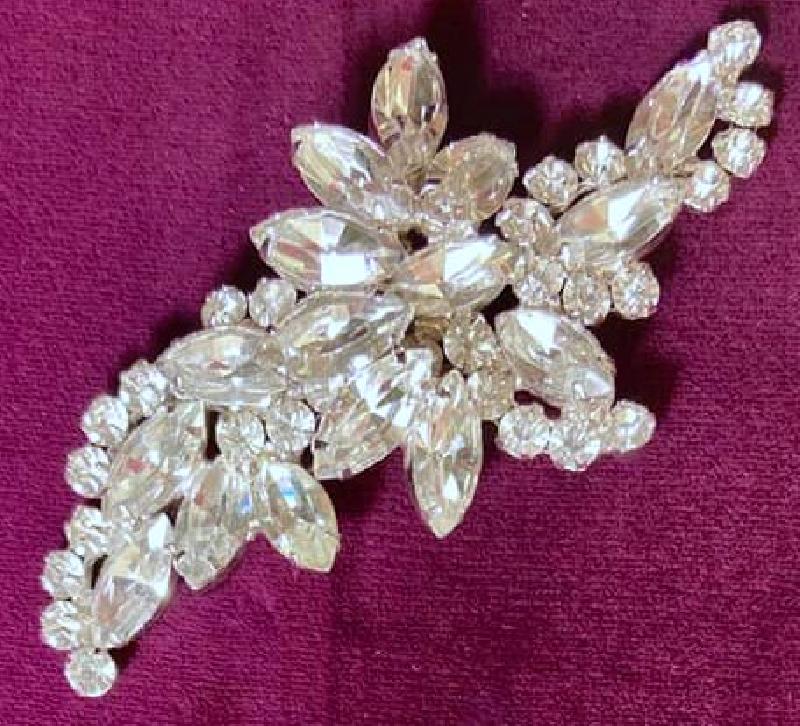 Front view of Clear Navettes Brooch