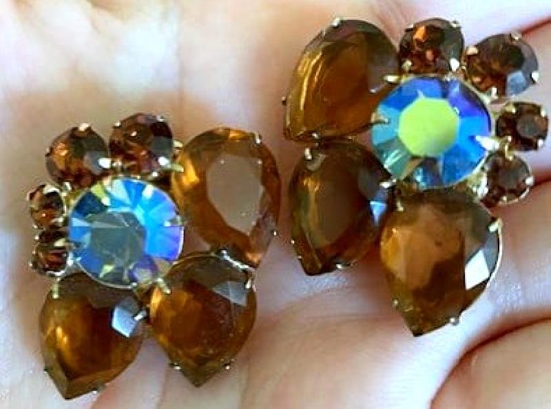 Front view of Topaz Pear Earrings Clip