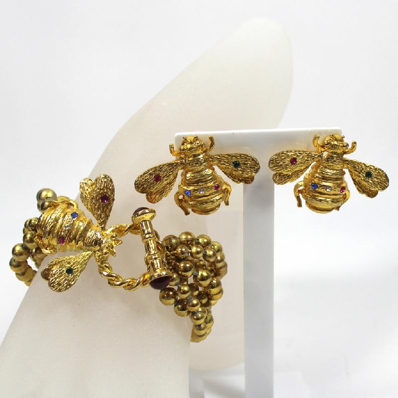 Front view of Multiple Colors Chatons Only Earrings Clip