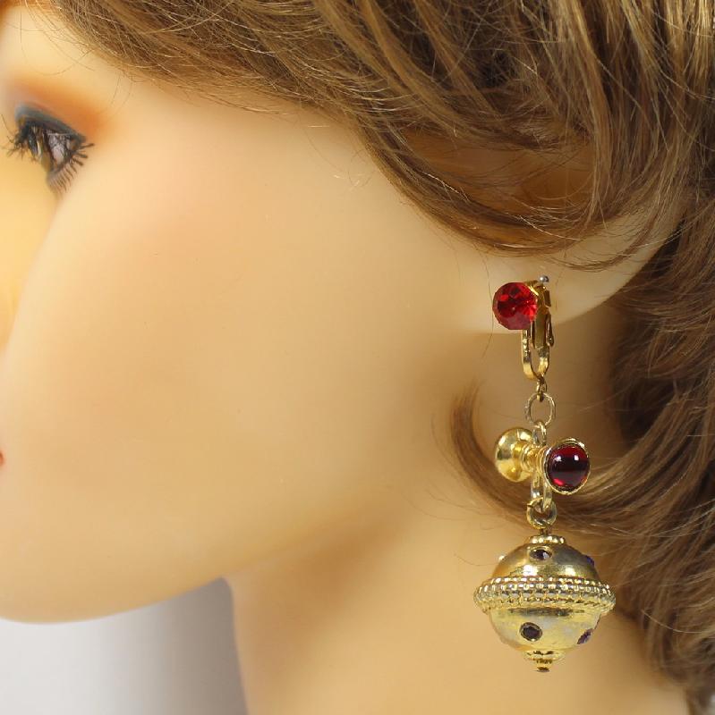 Front view of Multiple Colors Chatons Only Earrings Clip