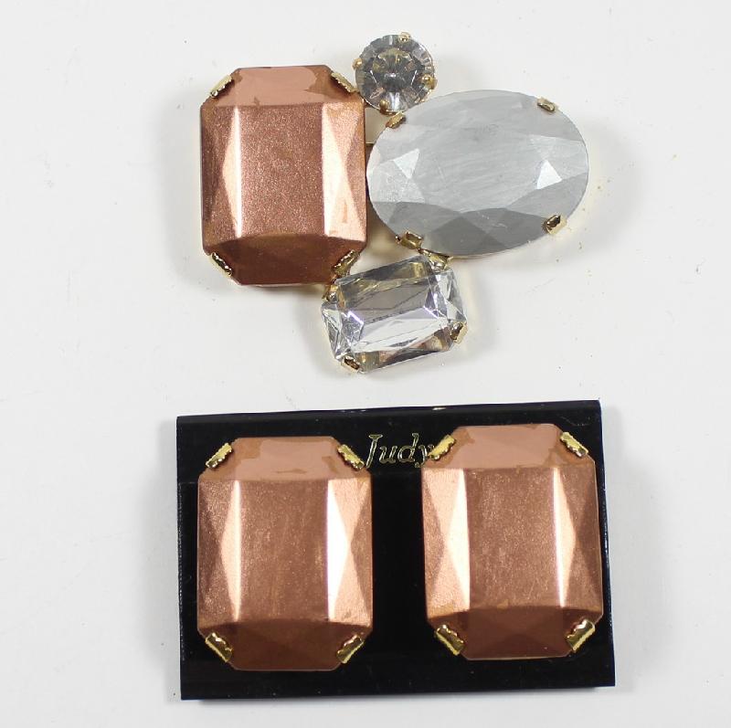 Front view of Emerald Cut Plastic Earrings Clip