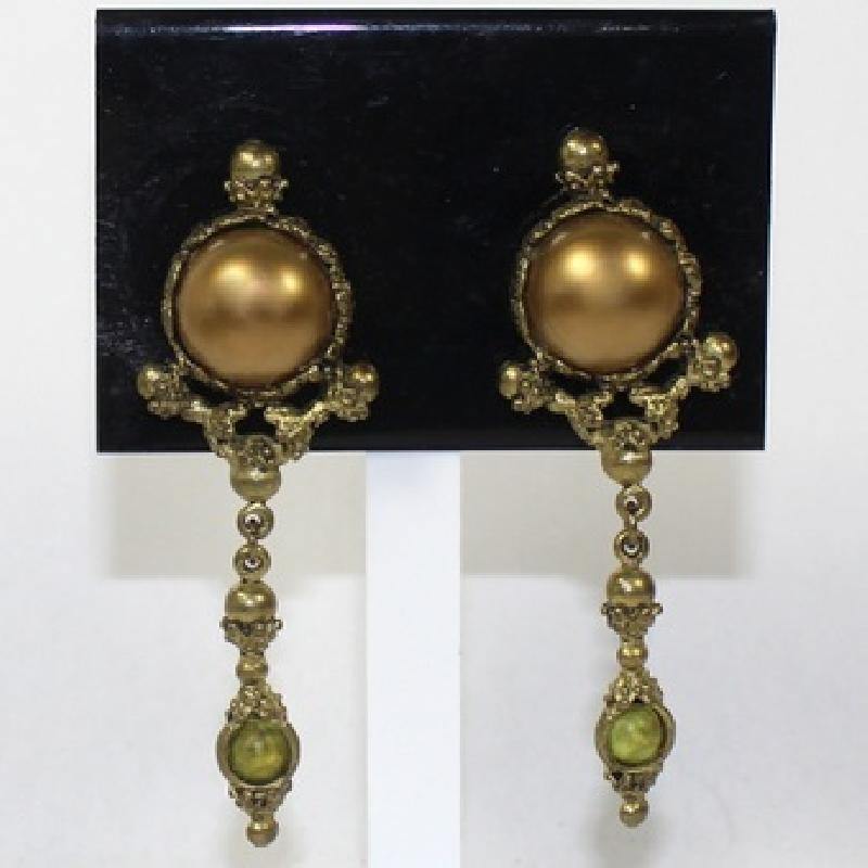 Front view of Yellow Cabochons Plastic Earrings Clip