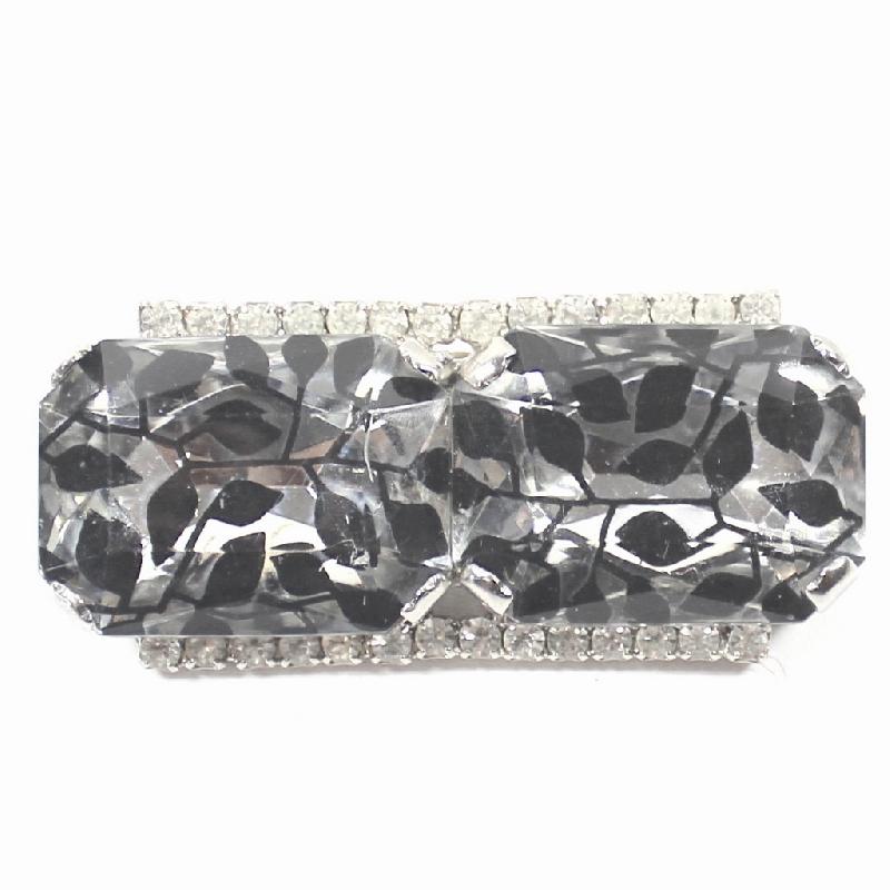 Front view of Black (jet) Emerald Cut Plastic Brooch