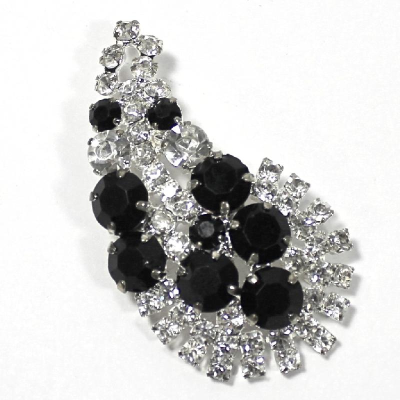 Front view of Black (jet) Chatons Only Brooch