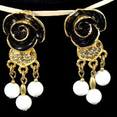 Black (jet) Chatons Only Earrings Clip