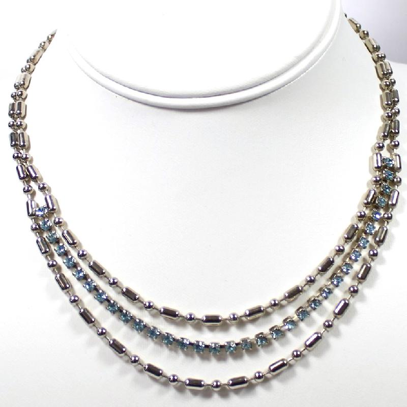 Front view of Blue Chatons Only Necklace