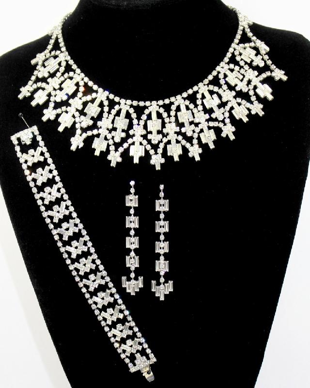 Front view of Clear Baguettes Necklace