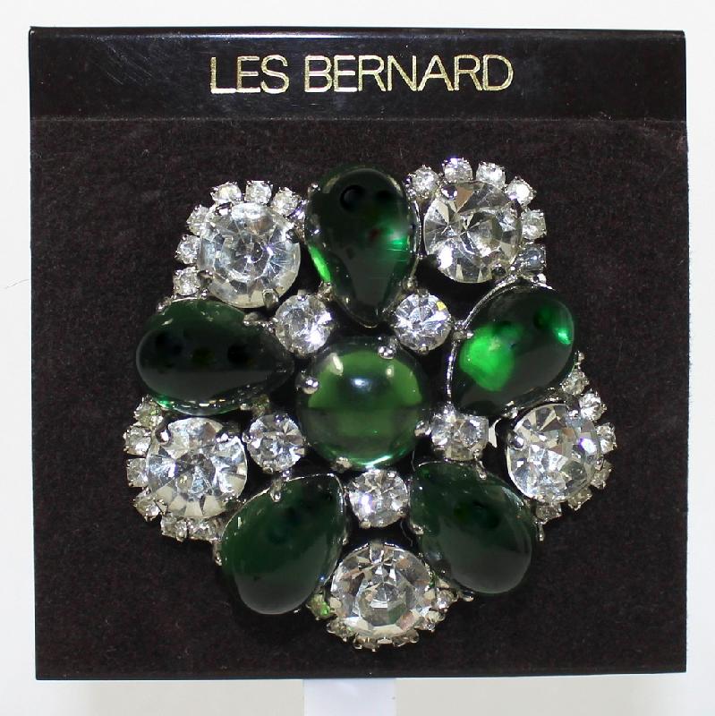 Front view of Green Cabochons Brooch