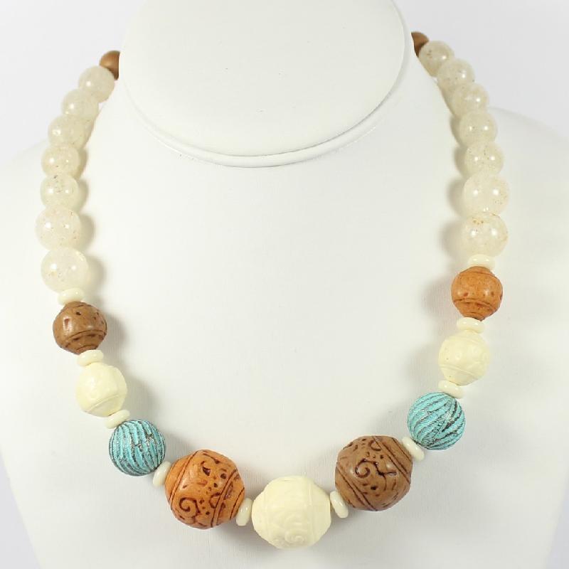 Front view of Turquoise Plastic Necklace