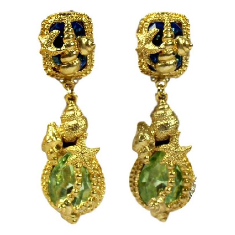 Front view of Green Pear Earrings Clip