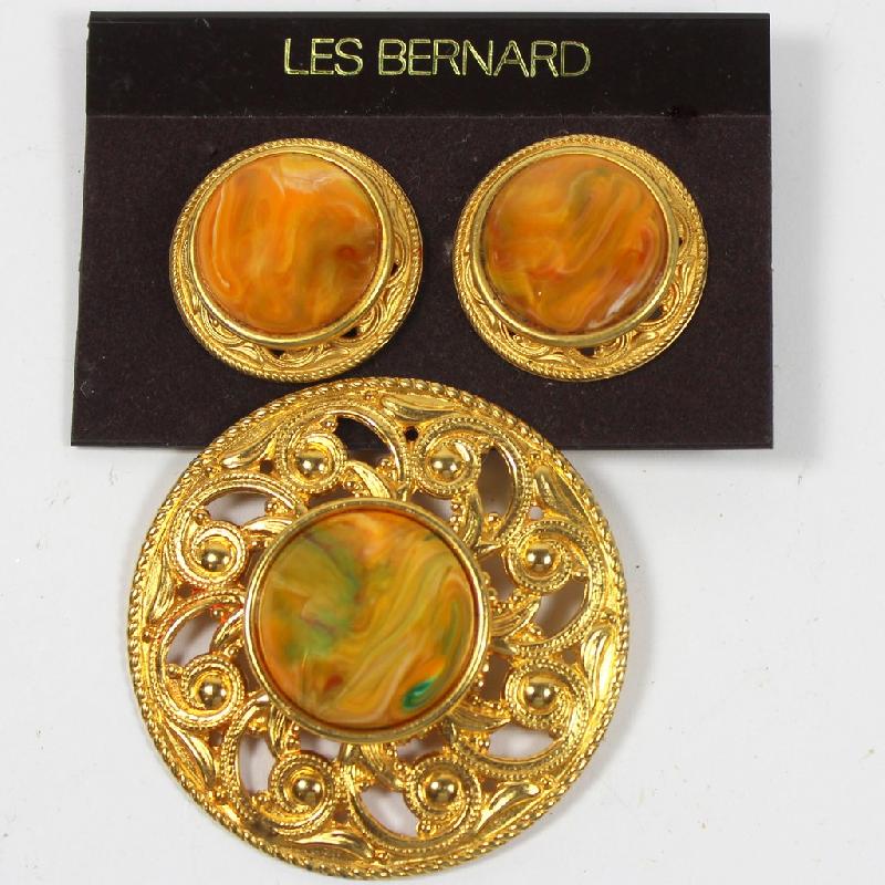 Front view of Orange Cabochons Plastic Brooch