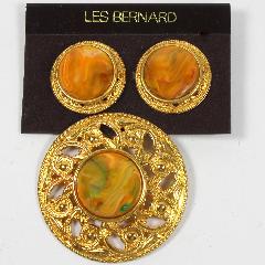 Orange Cabochons Plastic Earrings Clip