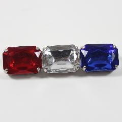 Patriotic Emerald Cut Plastic Brooch