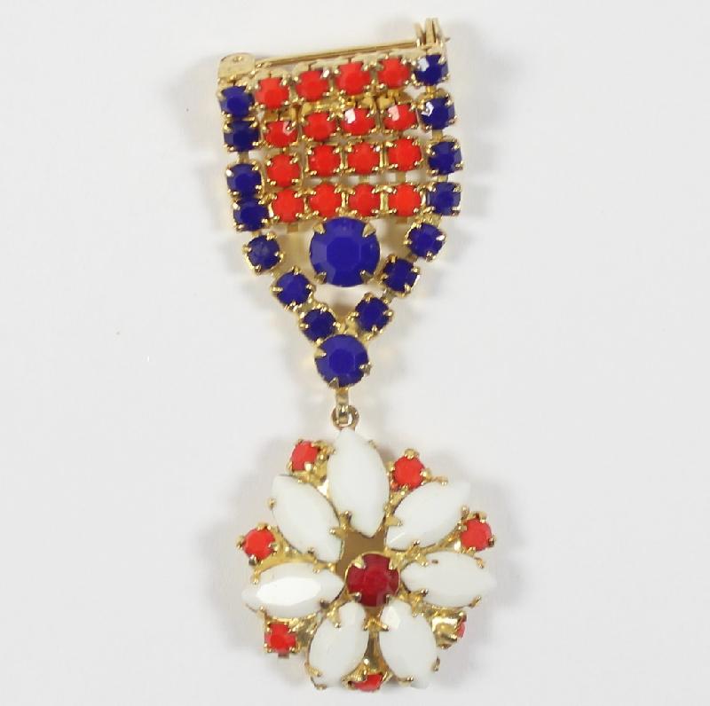 Front view of Patriotic Navettes Brooch