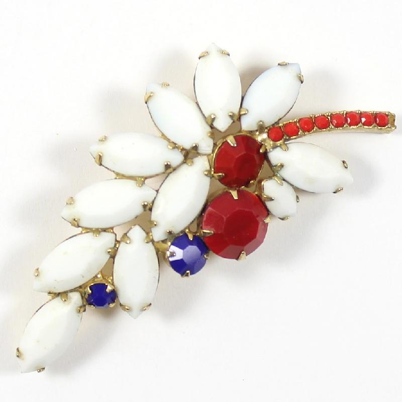 Front view of Patriotic Navettes Brooch