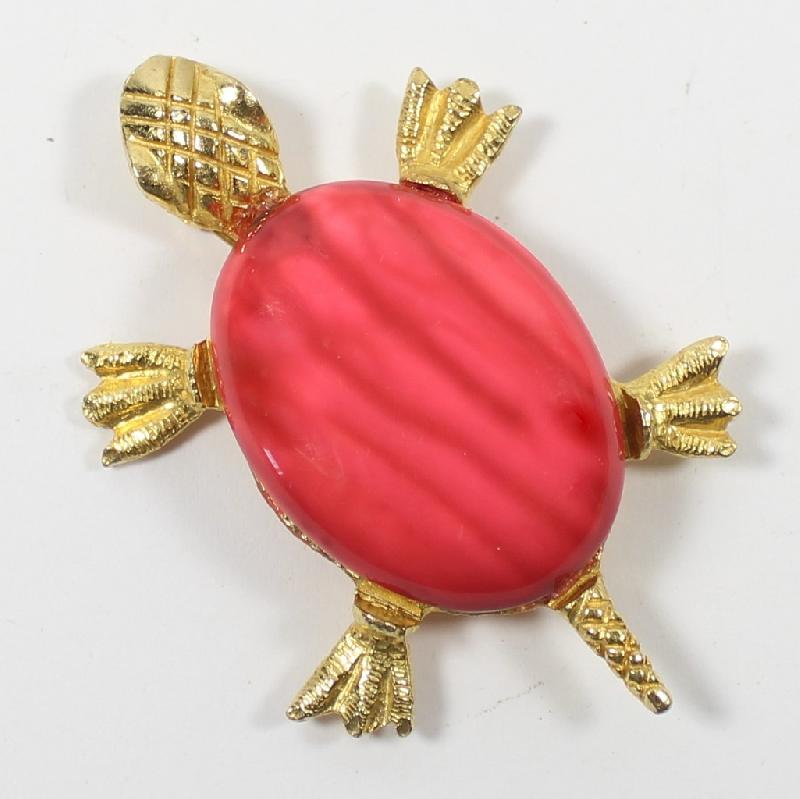 Front view of Pink Cabochons Plastic Brooch