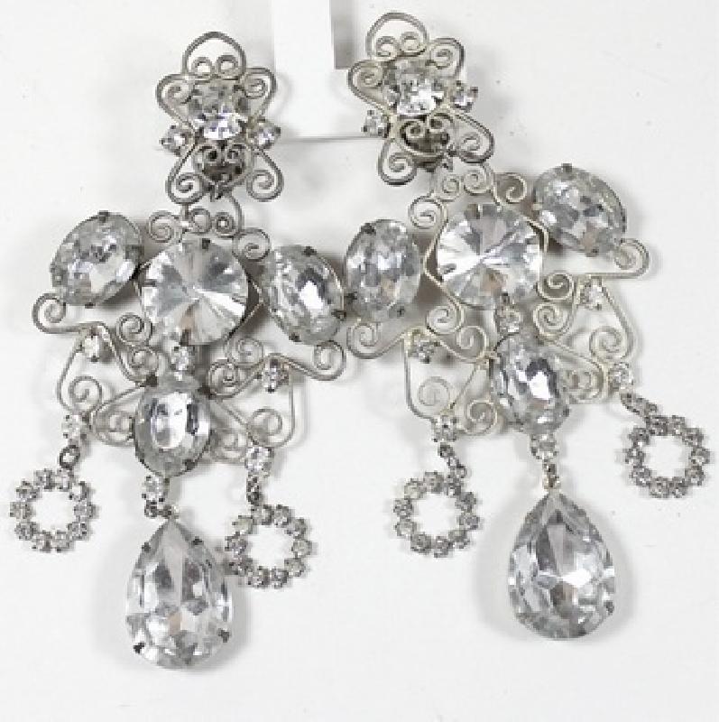 Front view of Clear Pear Earrings Clip