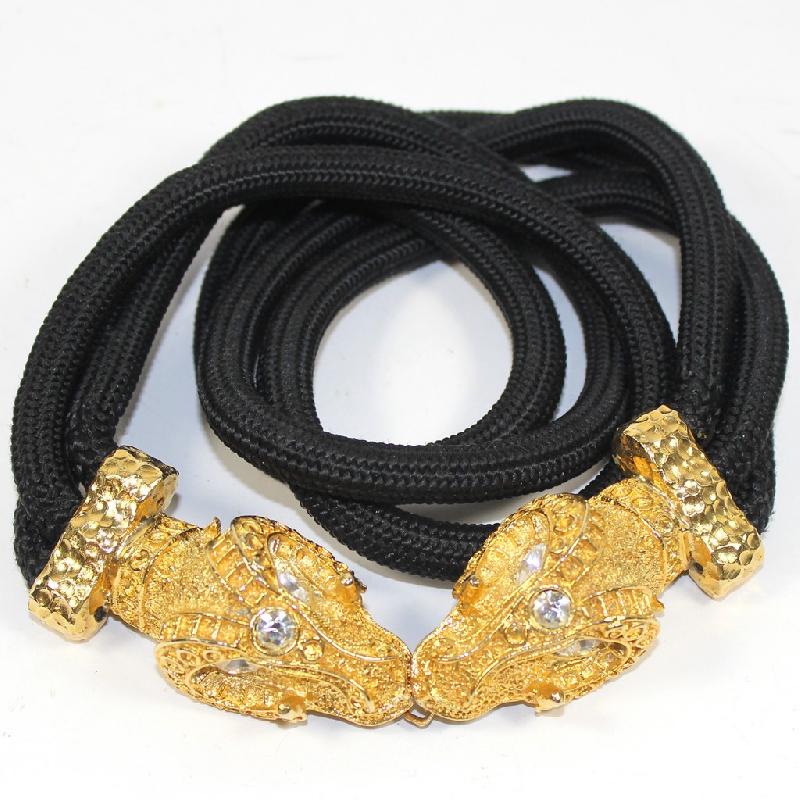 Front view of Black (jet) Chatons Only Belt