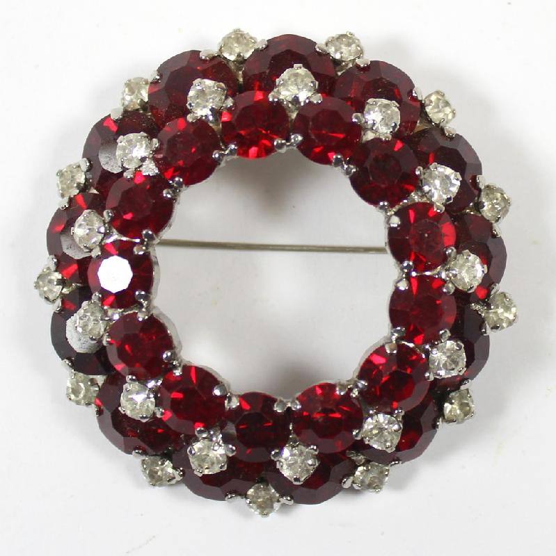 Front view of Red Chatons Only Brooch