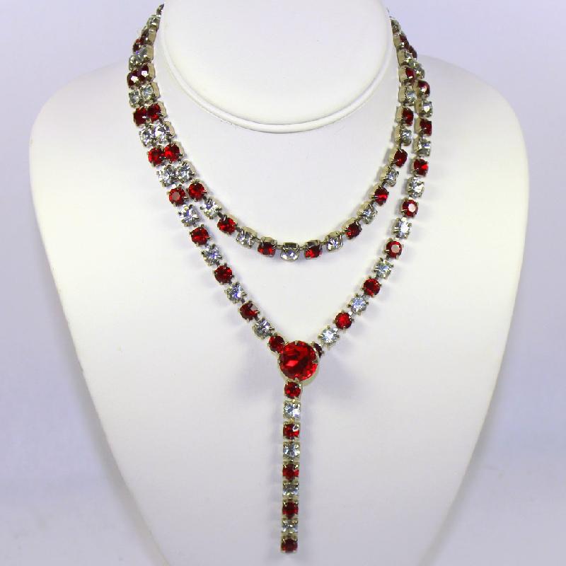 Front view of Red Chatons Only Necklace