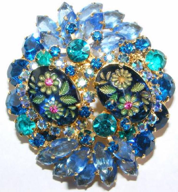 Front view of Blue Birthday Cake Molded/Cut Brooch