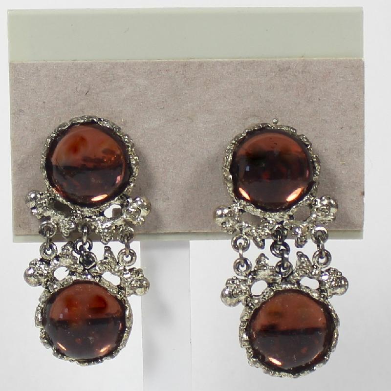 Front view of Purple (cardinal) Cabochons Plastic Earrings Clip