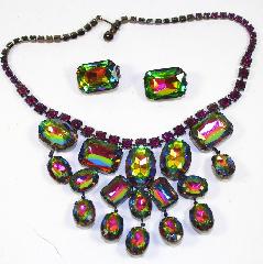 Purple (cardinal) Emerald Cut Multi-Color/Shaded Necklace