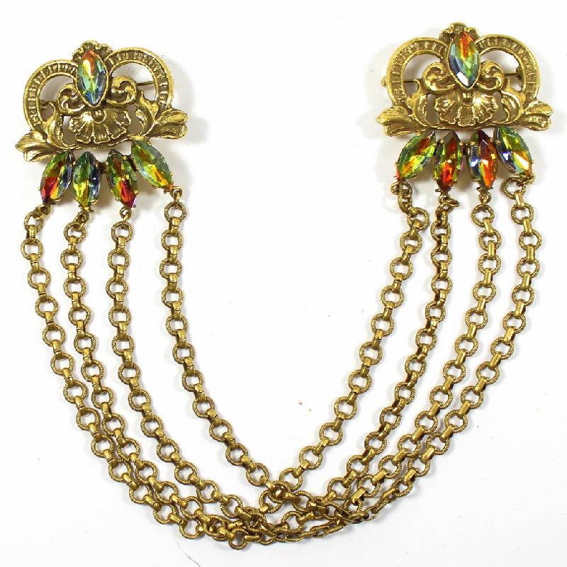Front view of Multiple Colors Navettes Multi-Color/Shaded Brooch