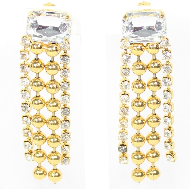 Front view of Clear Emerald Cut Earrings Clip