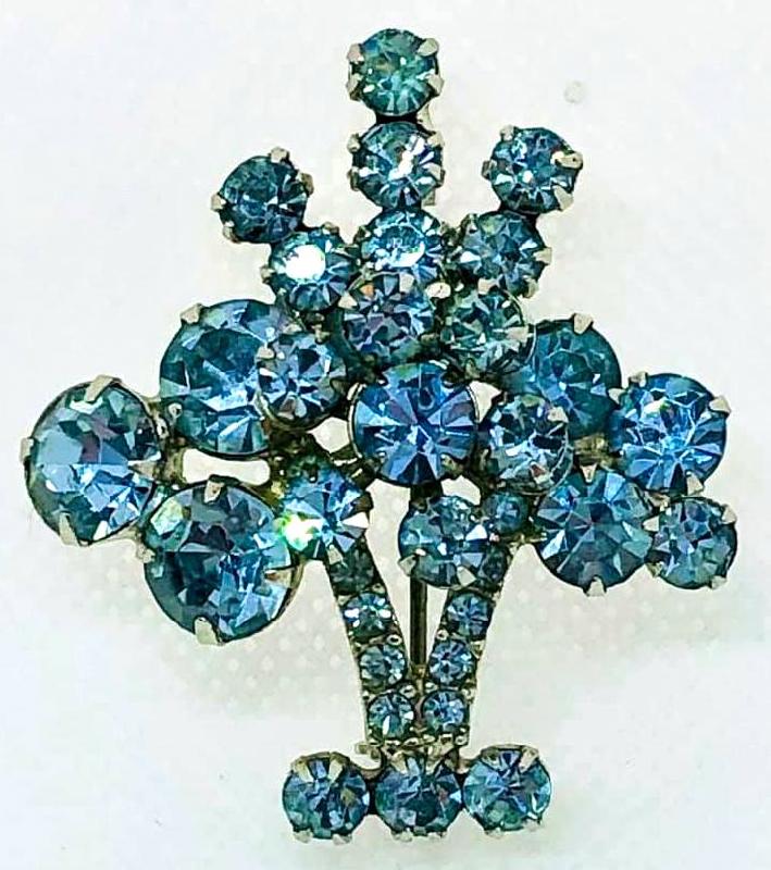 Front view of Blue Chatons Only Brooch