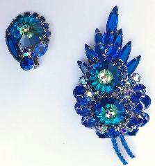 Blue Navettes Rivoli/Margarita Brooch