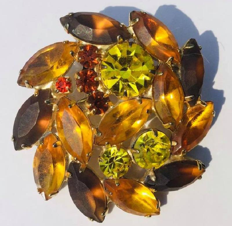 Front view of Fall Navettes Brooch
