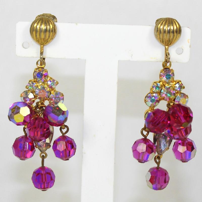 Front view of Pink Navettes Earrings Clip