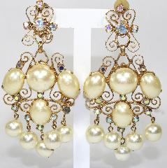 White (chalk Or Milk) Oval Pearl Earrings Clip