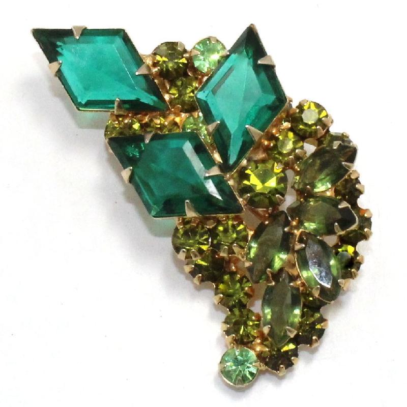Front view of Green Diamond Brooch