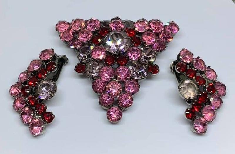 Front view of Pink Chatons Only Brooch