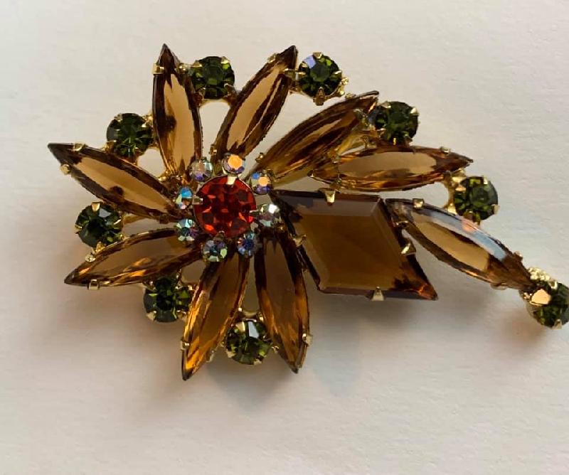Front view of Topaz Diamond Brooch